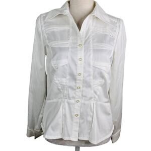 Coldwater Creek Blouse Small White Wrinkle Resistant Non Iron New